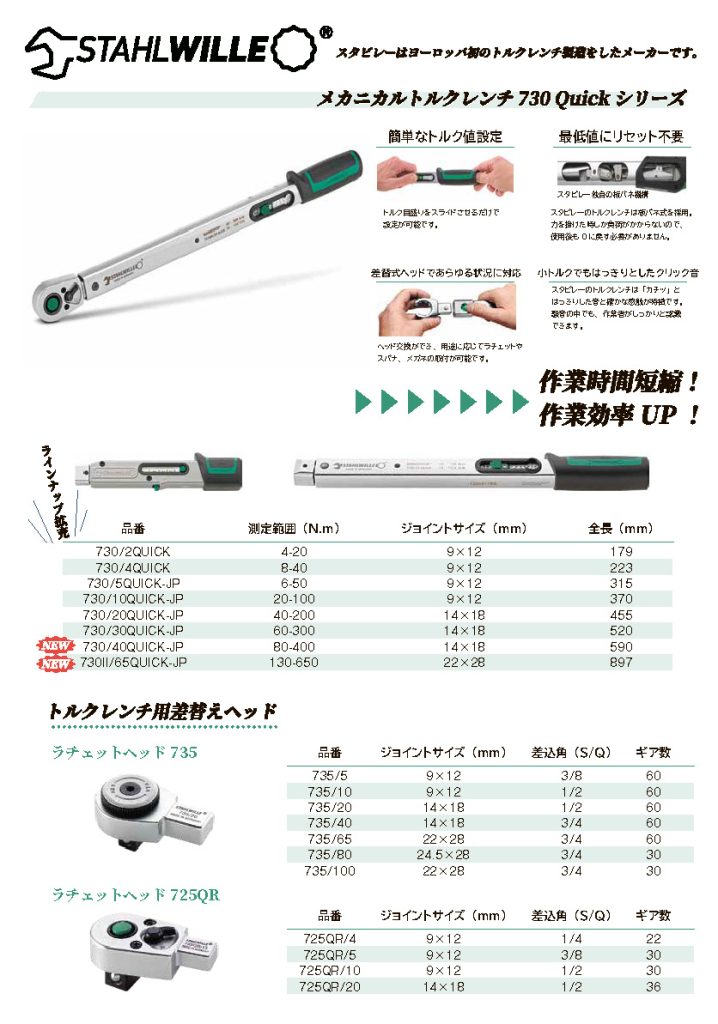 【新商品情報】　STAHLWILLE トルクレンチ ラインナップ拡充.